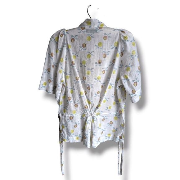 Innika Choo pip tork floral cross stitch‎ printed peplum top size 2 - Picture 3 of 7